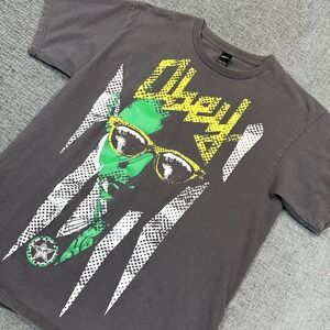 Obey Graphic T Shirt Mens Large Gray Streetwear Face Print Shepard Fairey USA
